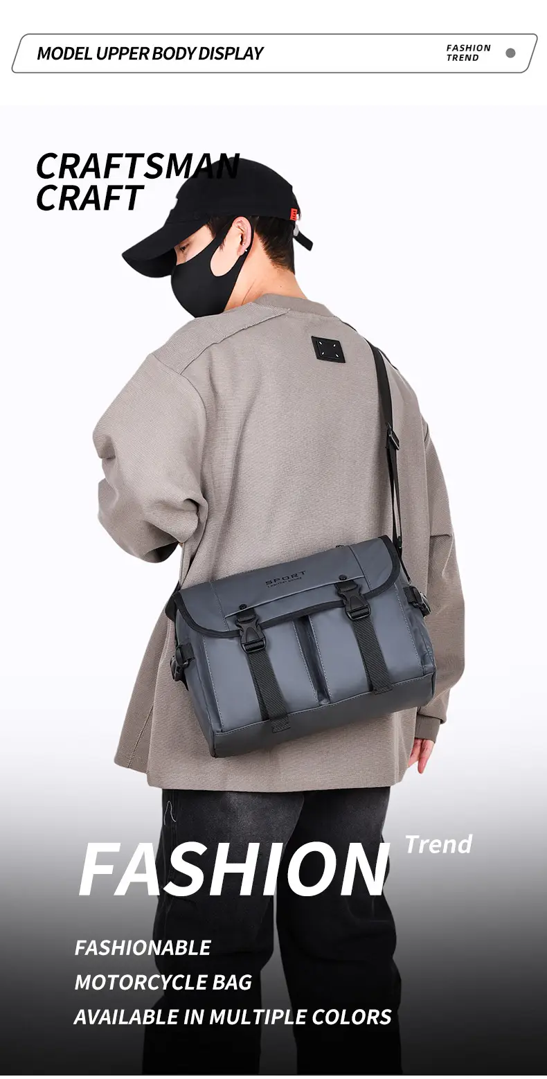 Men's Olive Green Shoulder Bag with 5 Pockets — feature 7