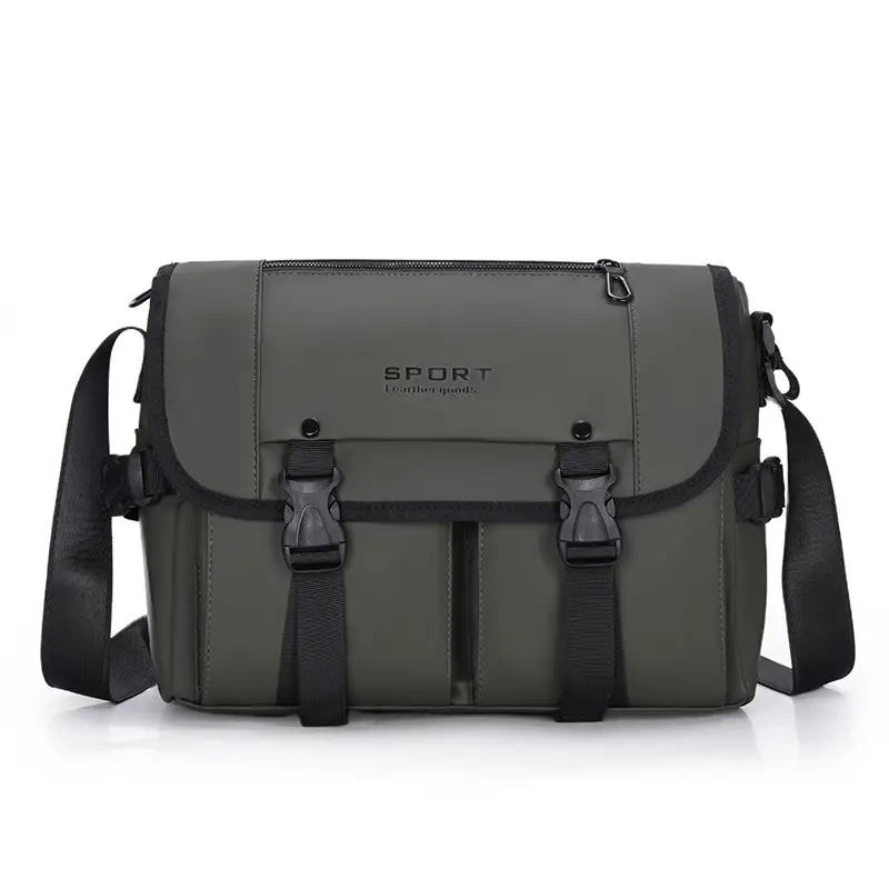 Men's Olive Green Shoulder Bag with 5 Pockets