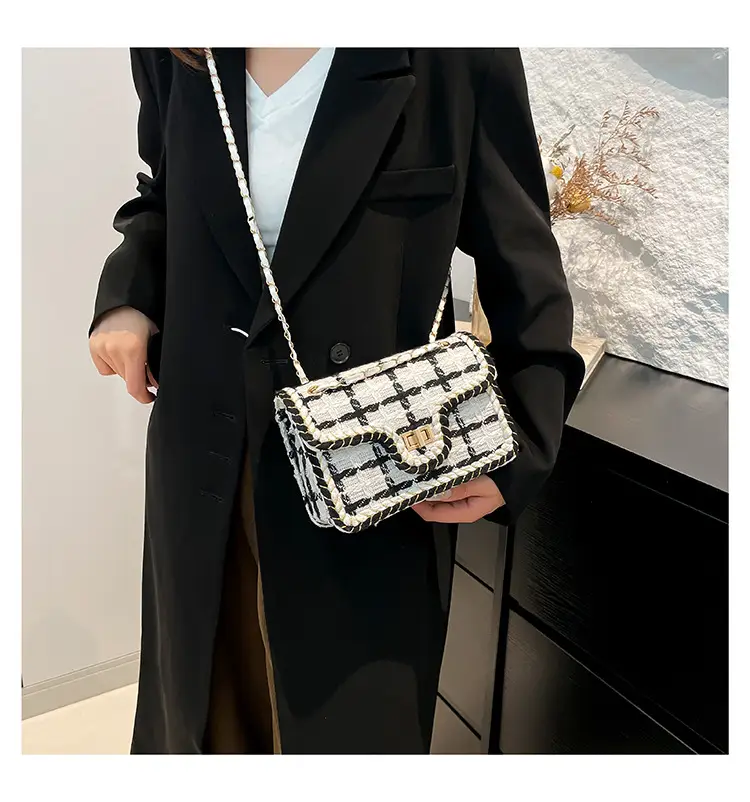 Western Style Women's Crossbody Bag Black White Check 2024 — feature 11