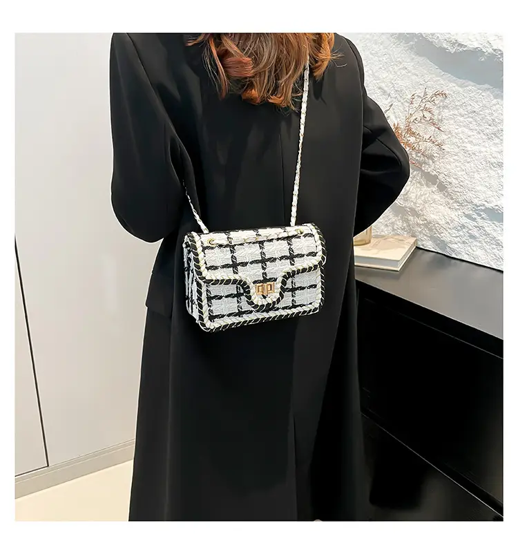 Western Style Women's Crossbody Bag Black White Check 2024 — feature 12