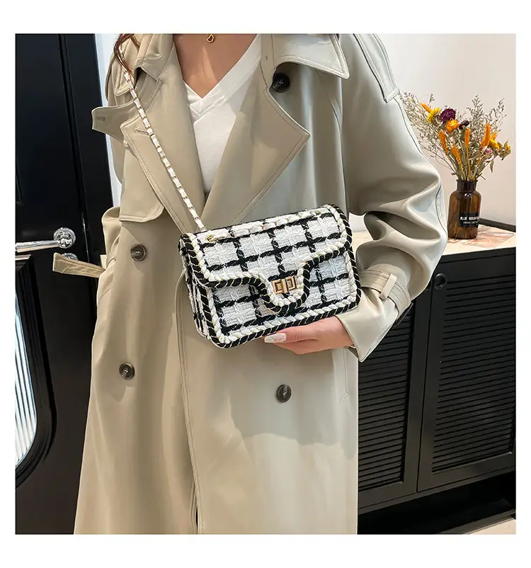 Western Style Women's Crossbody Bag Black White Check 2024 — feature 16