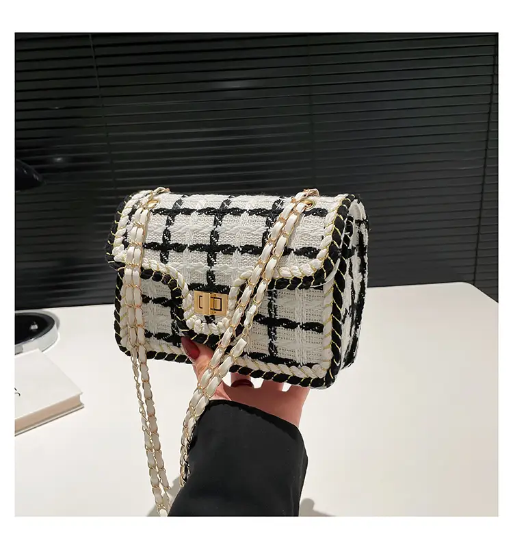 Western Style Women's Crossbody Bag Black White Check 2024 — feature 18