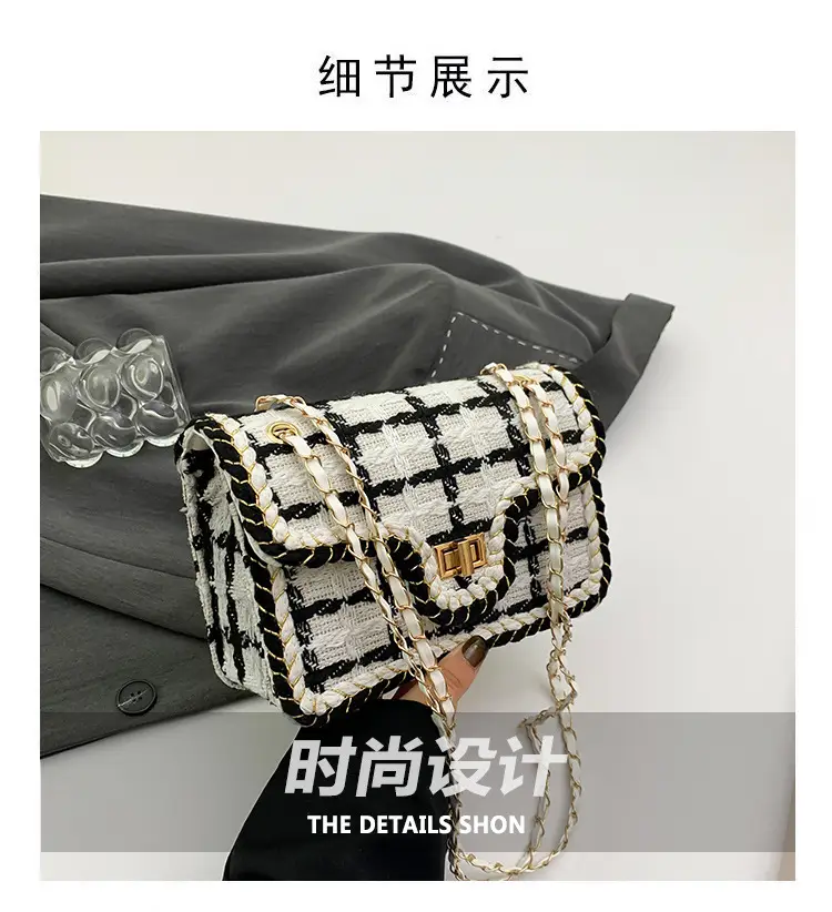 Western Style Women's Crossbody Bag Black White Check 2024 — feature 2