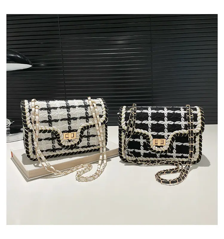 Western Style Women's Crossbody Bag Black White Check 2024 — feature 20