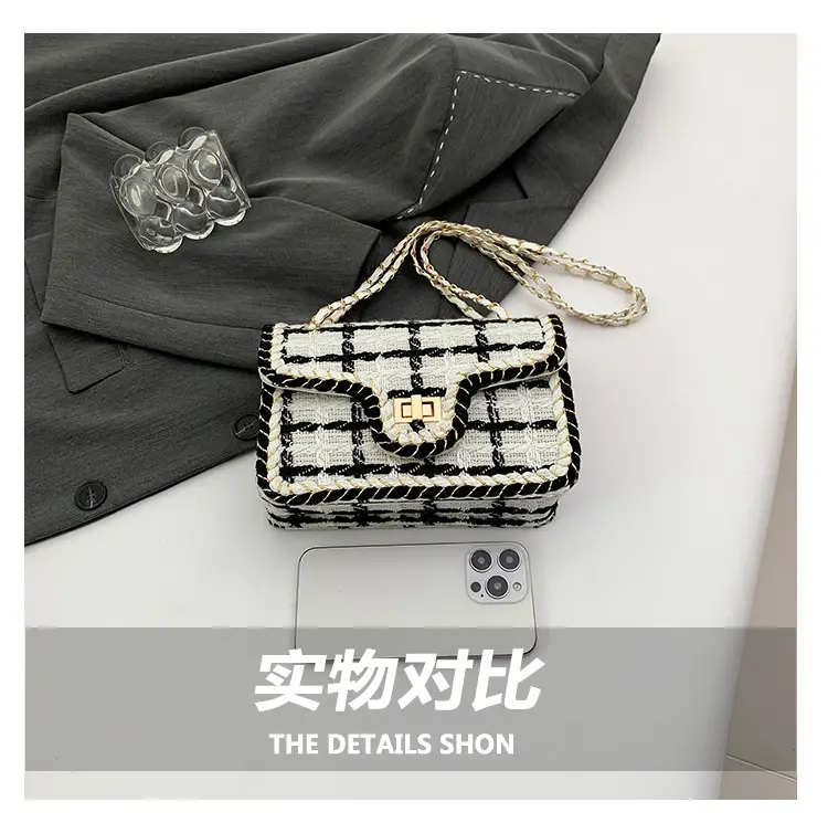Western Style Women's Crossbody Bag Black White Check 2024 — feature 5