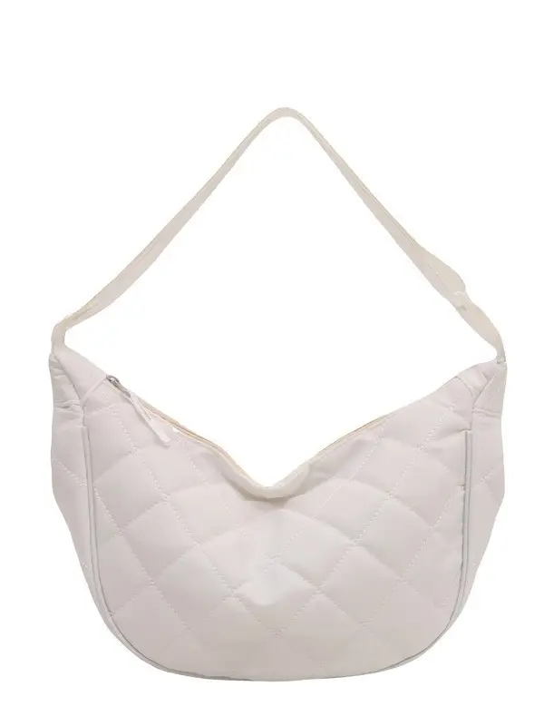 White Rhombic Quilted Shoulder Bag for Women - Image 9
