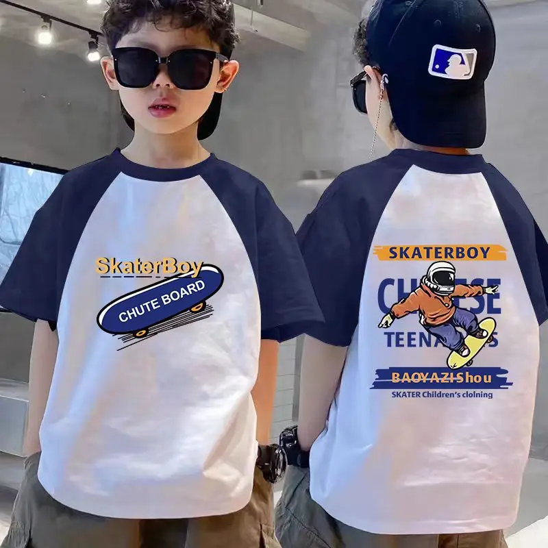 Boys Friends T-Shirt White Blue 2025 Summer - Image 5
