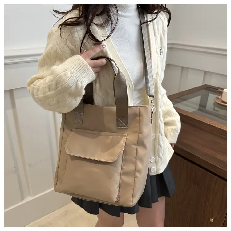 Women's White Canvas Shoulder Bag 2025 Spring — feature 14