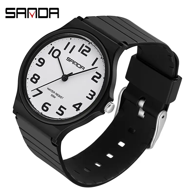 Sanda Black Waterproof Sports Watch for Men Women - Image 3