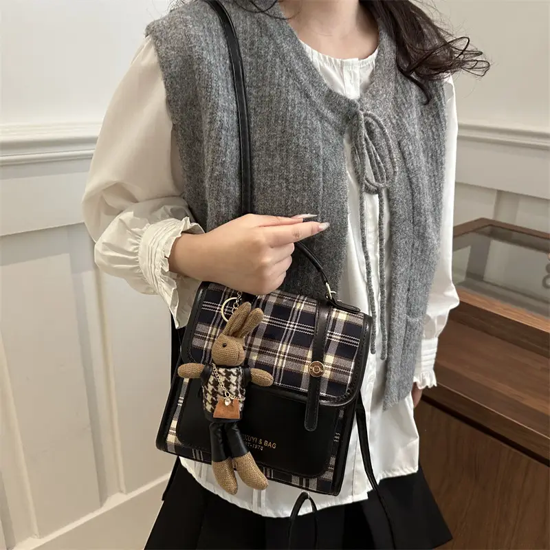 British Style Plaid Shoulder Bag for Women 2025 - Image 4