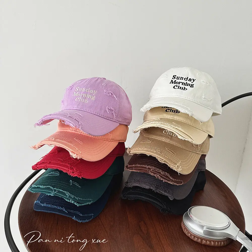 Sunday Morning Club Washed Cap Men Women Beige