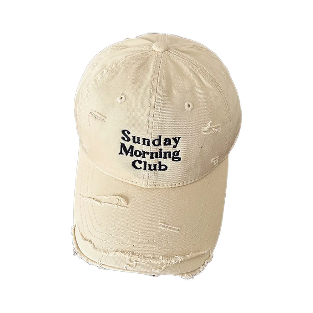 Sunday Morning Club Washed Cap Men Women Beige