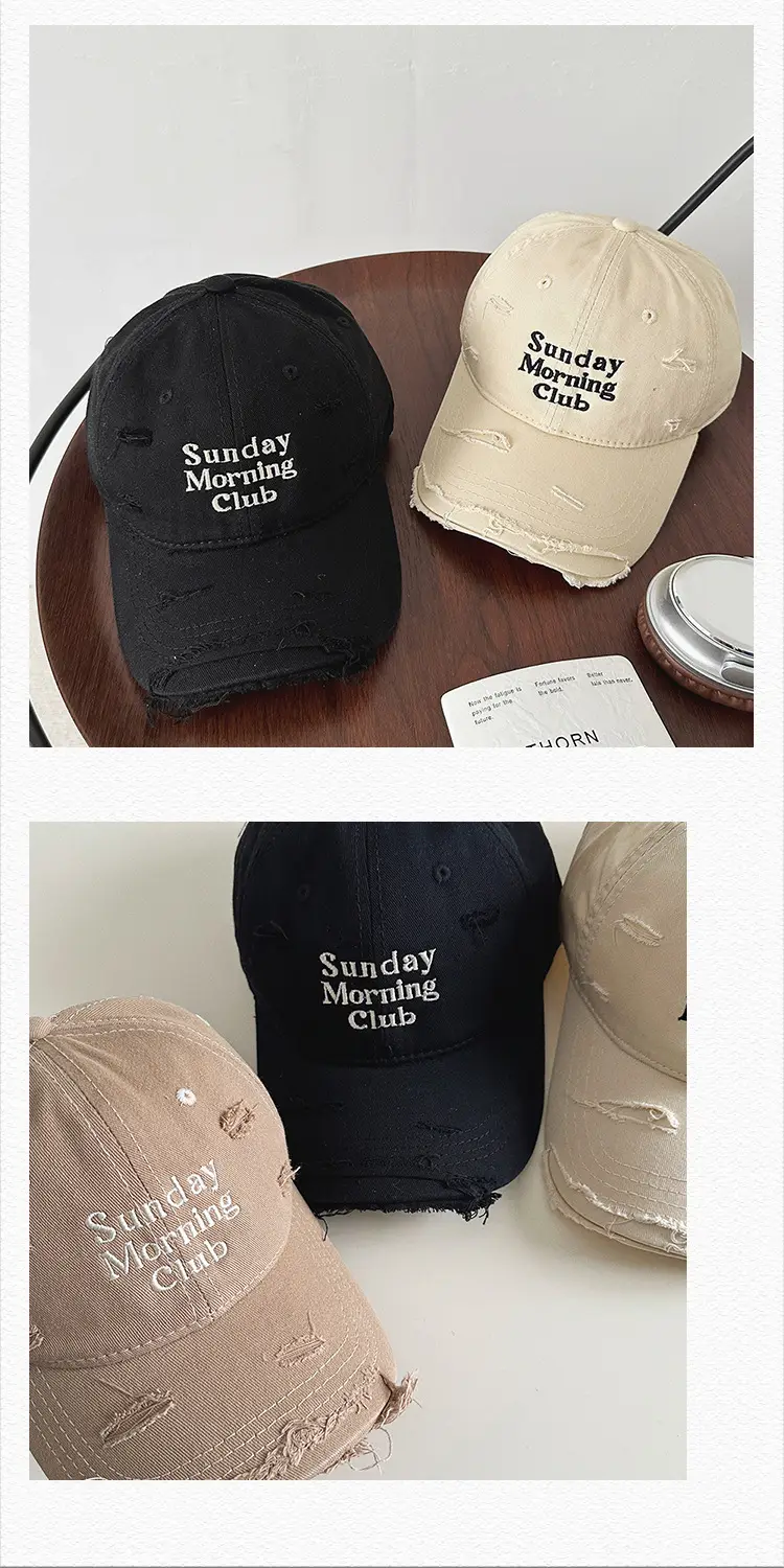 Sunday Morning Club Washed Cap Men Women Beige — feature 27