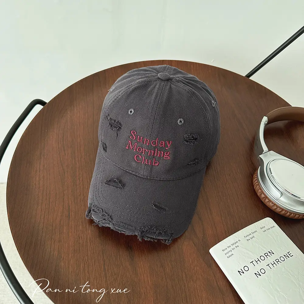 Sunday Morning Club Washed Cap Men Women Beige
