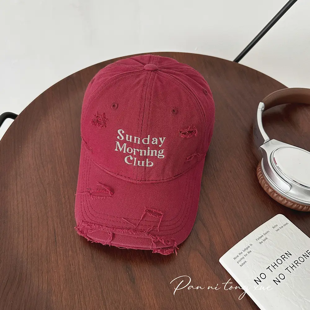 Sunday Morning Club Washed Cap Men Women Beige
