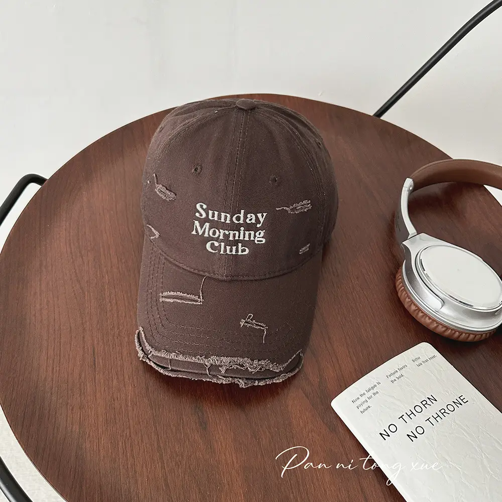 Sunday Morning Club Washed Cap Men Women Beige