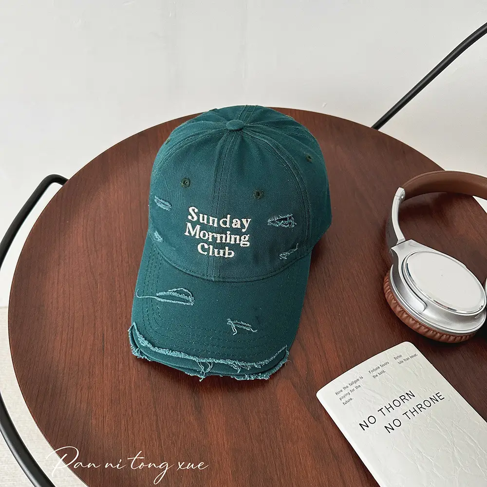 Sunday Morning Club Washed Cap Men Women Beige