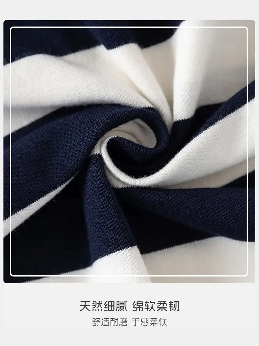 2025 Boys Striped Polo Shirt Navy White Kids Casual Short Sleeve