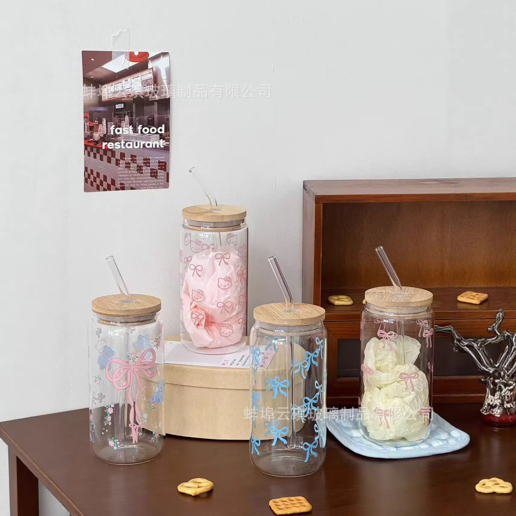 Cross-Border Cute Glass Cup with Lid & Decal - Image 19