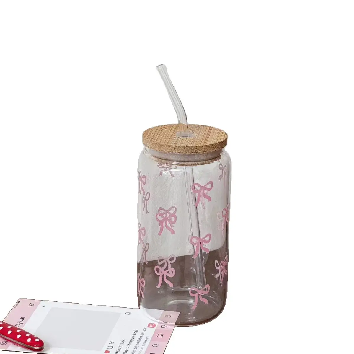 Cross-Border Cute Glass Cup with Lid & Decal - Image 21