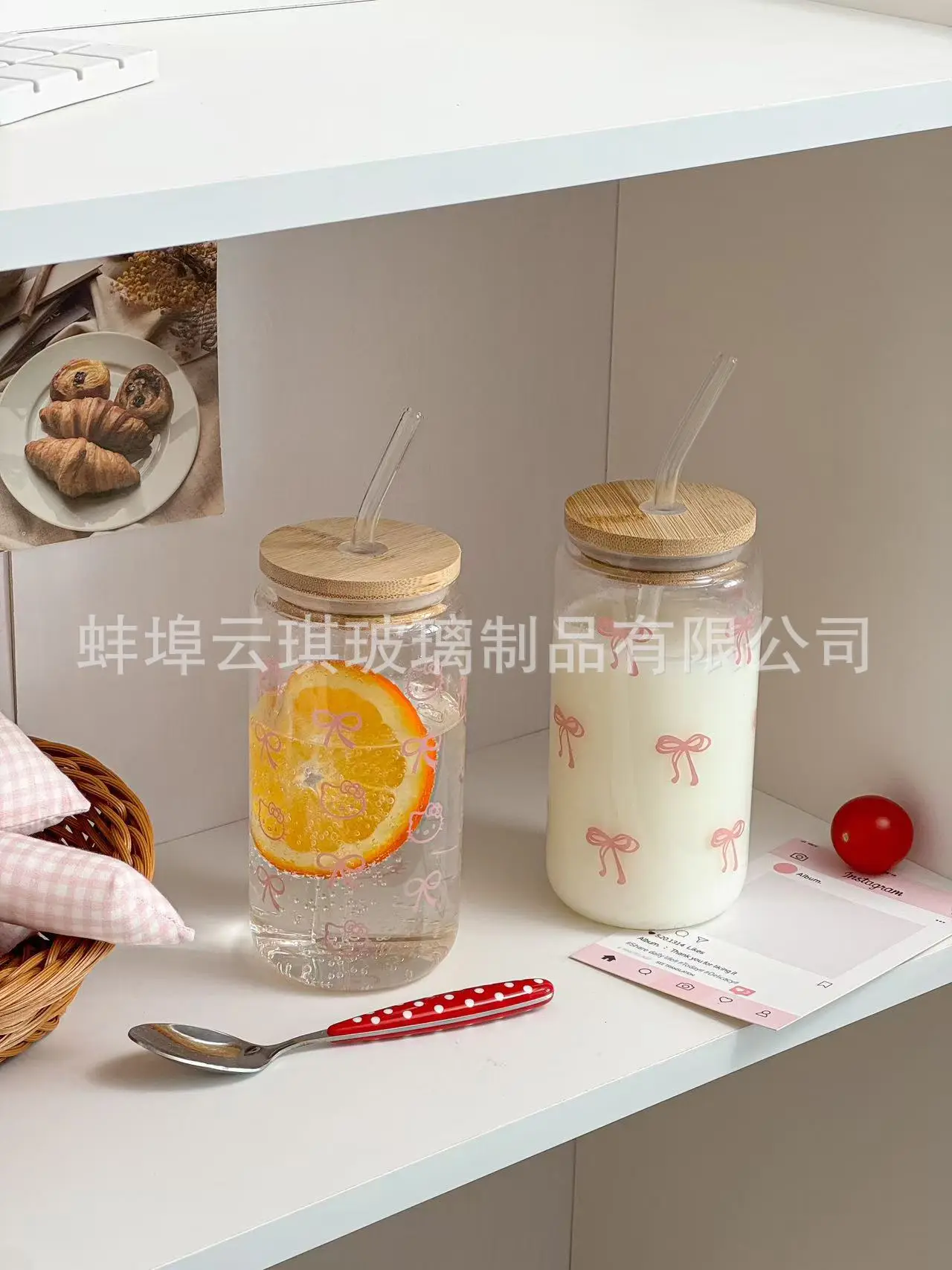 Cross-Border Cute Glass Cup with Lid & Decal — feature 10