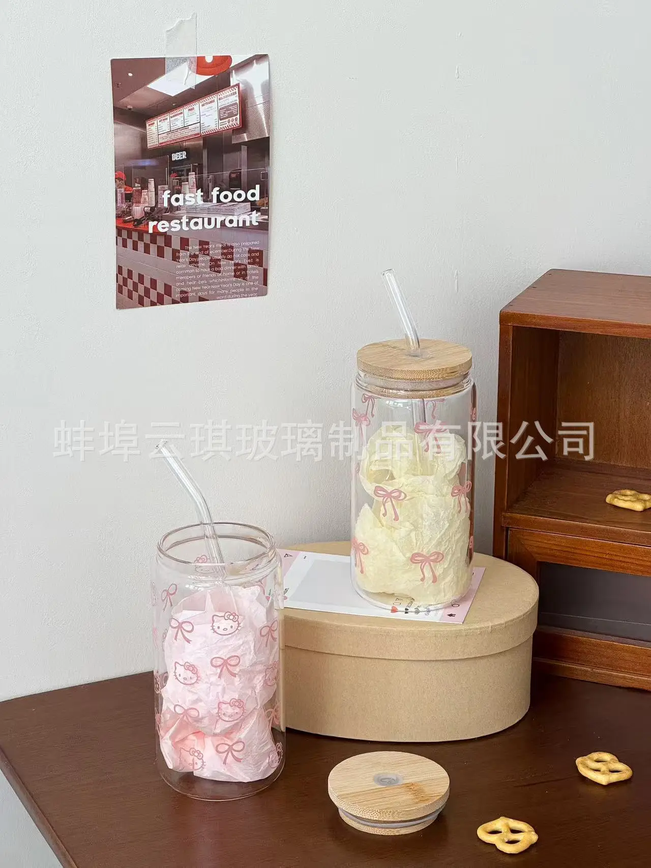 Cross-Border Cute Glass Cup with Lid & Decal — feature 11