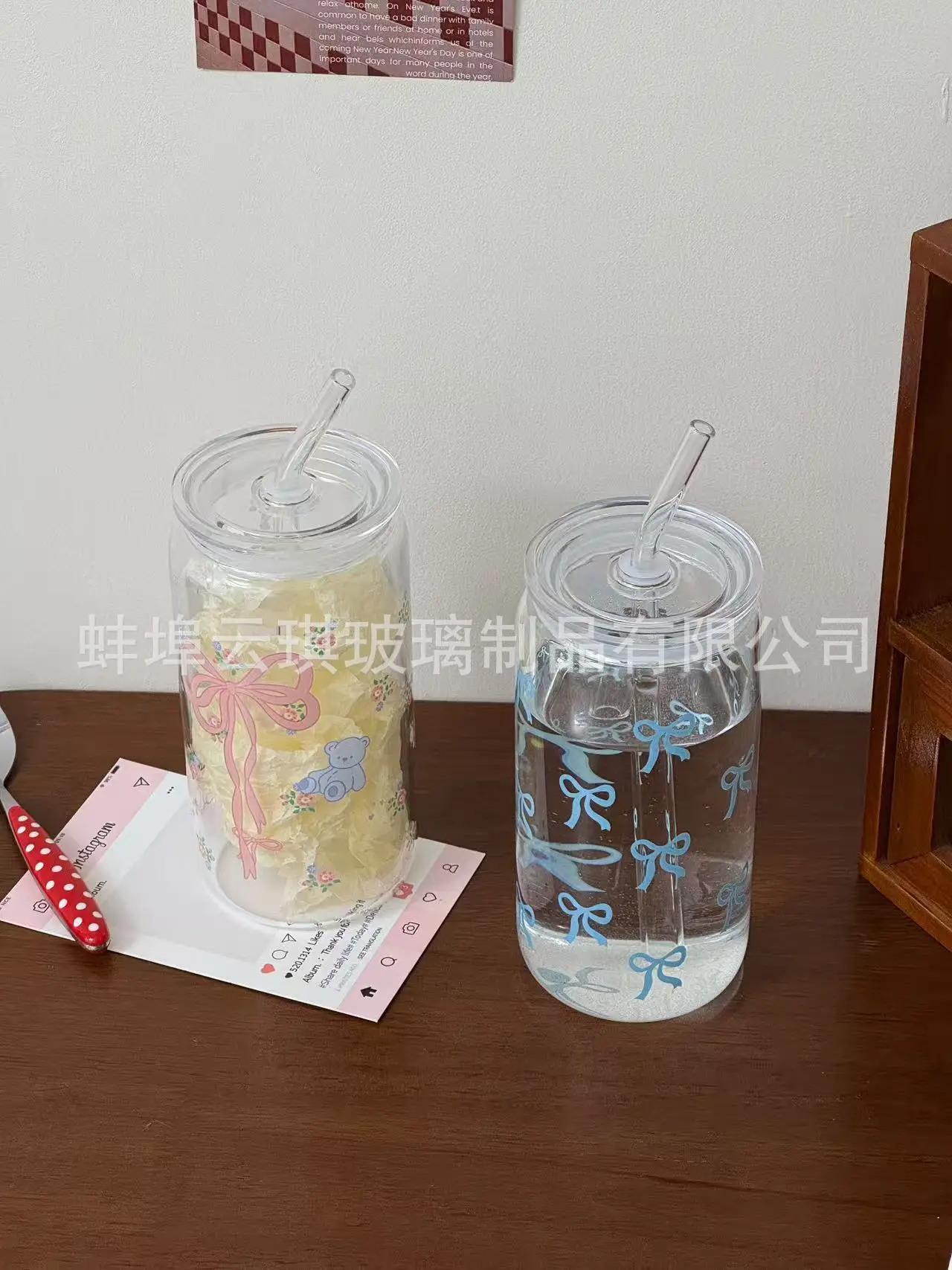 Cross-Border Cute Glass Cup with Lid & Decal — feature 17