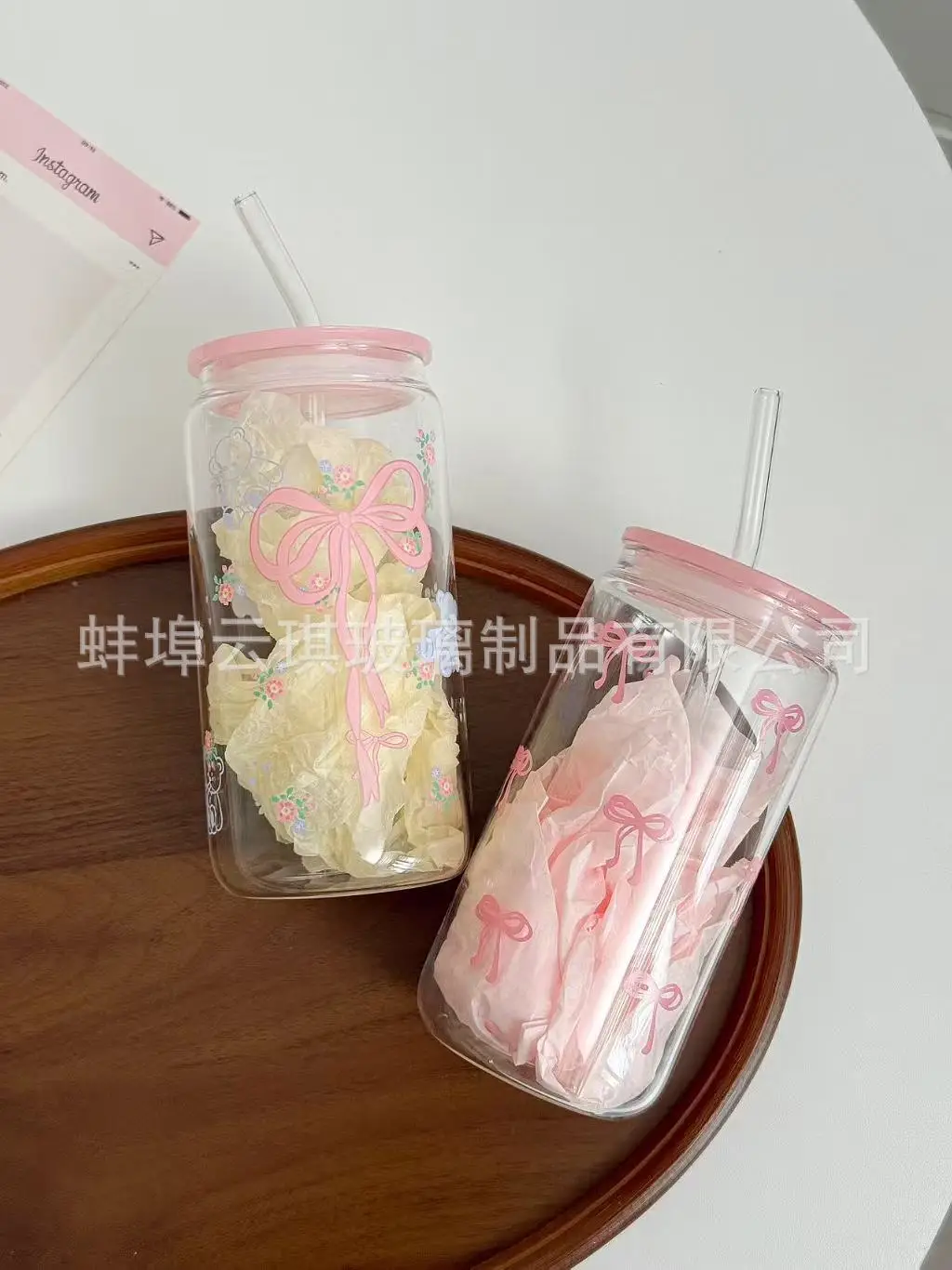Cross-Border Cute Glass Cup with Lid & Decal — feature 2