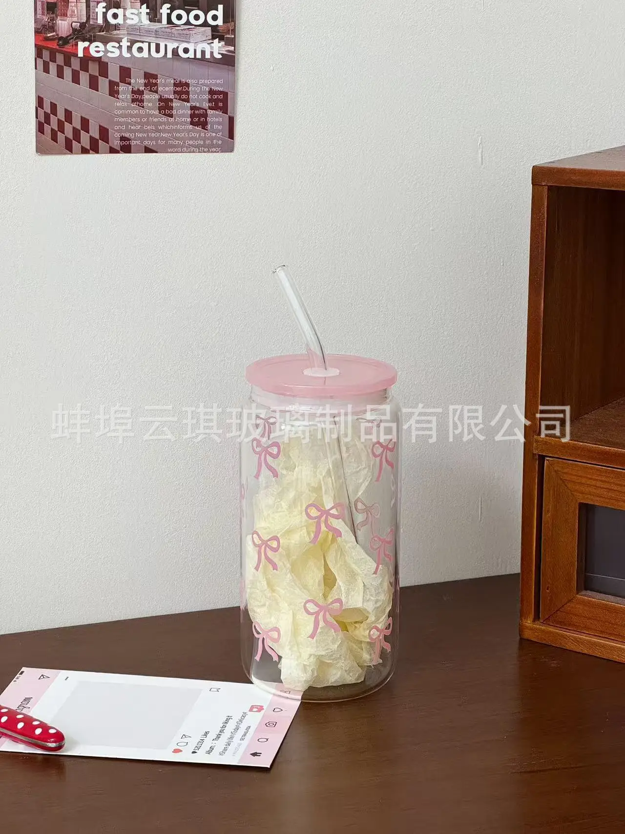 Cross-Border Cute Glass Cup with Lid & Decal — feature 21