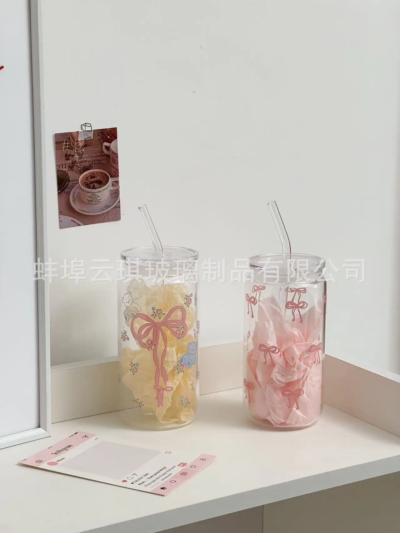 Cross-Border Cute Glass Cup with Lid & Decal — feature 22