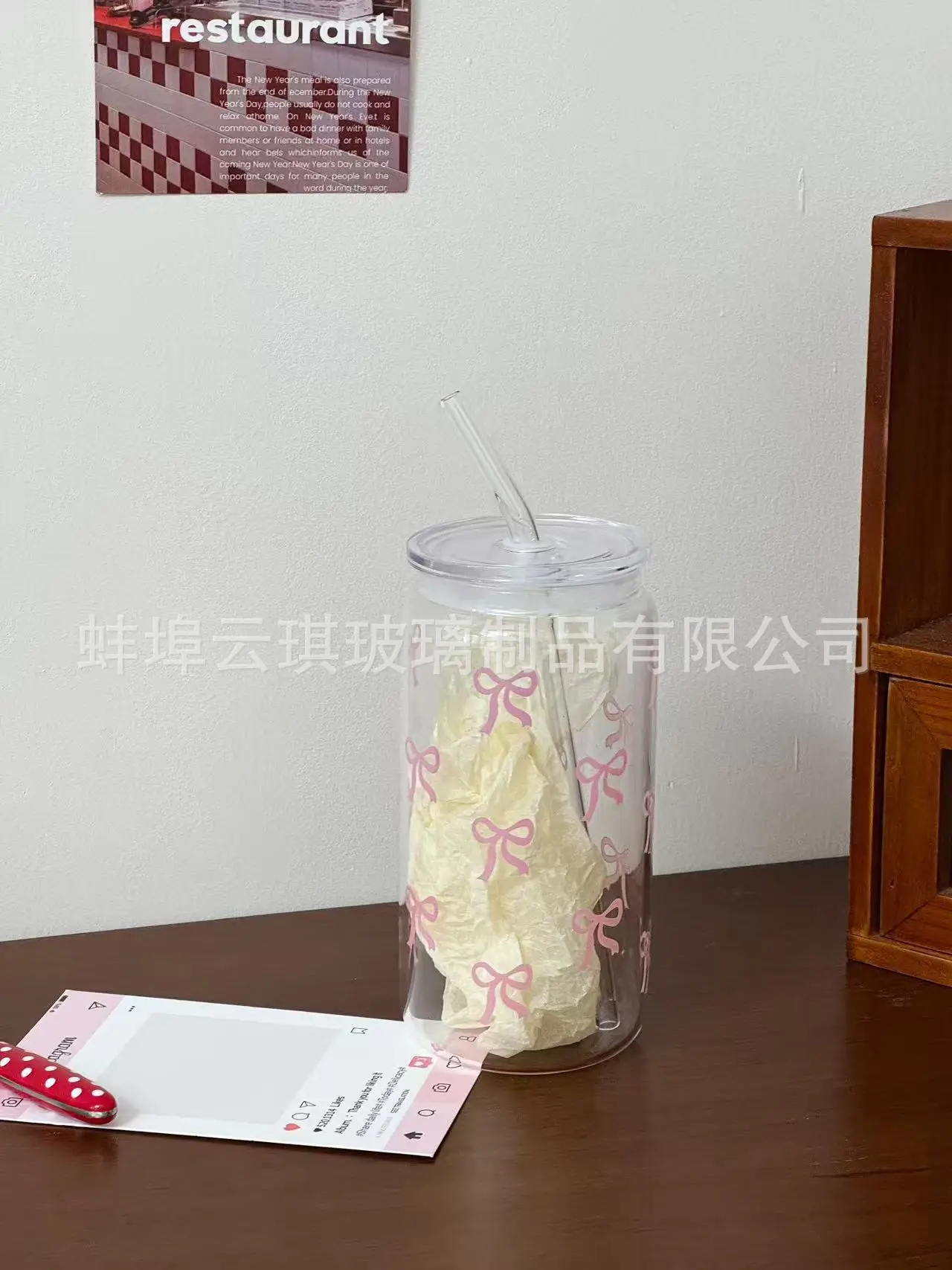 Cross-Border Cute Glass Cup with Lid & Decal — feature 23