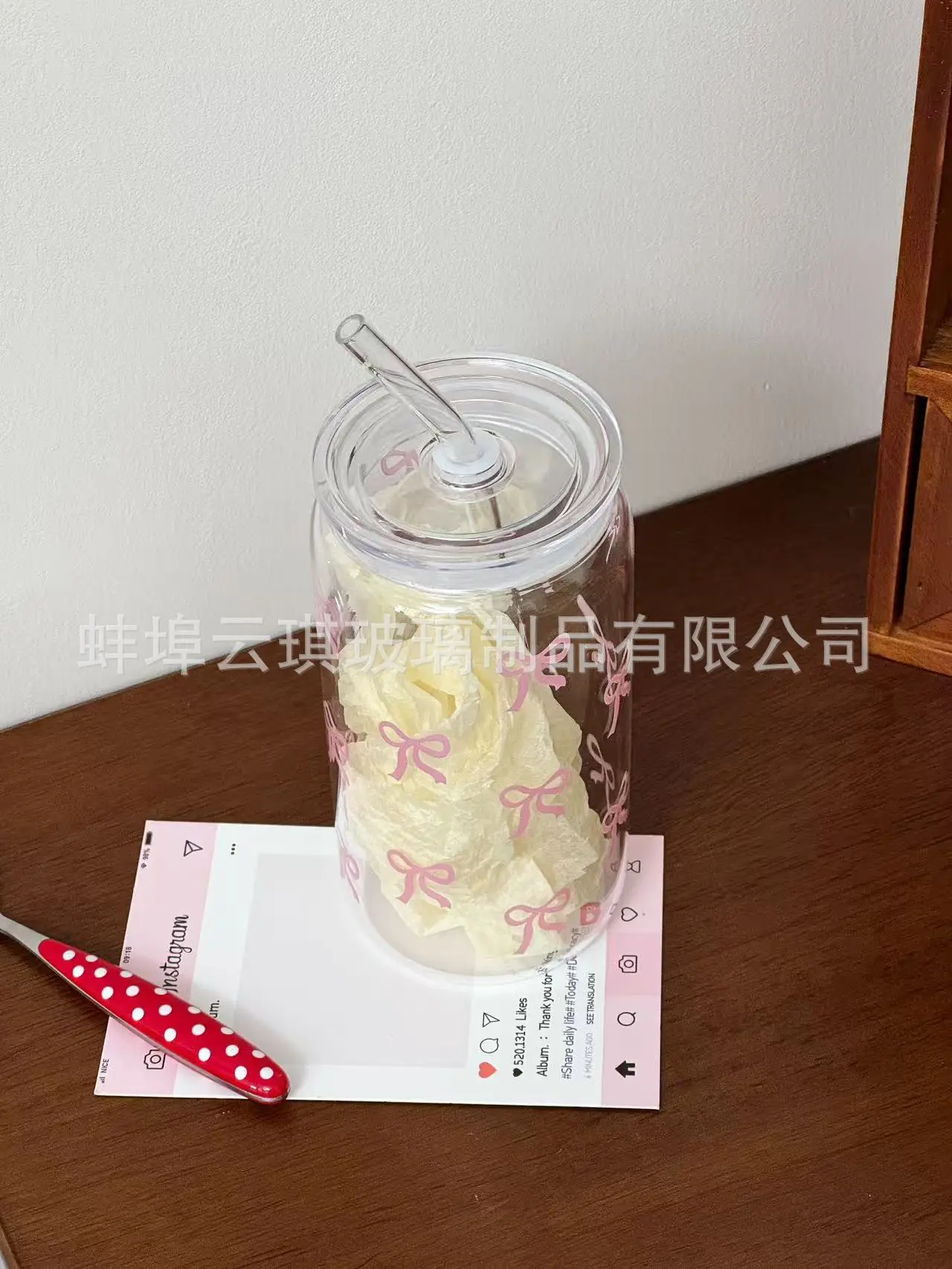 Cross-Border Cute Glass Cup with Lid & Decal — feature 25