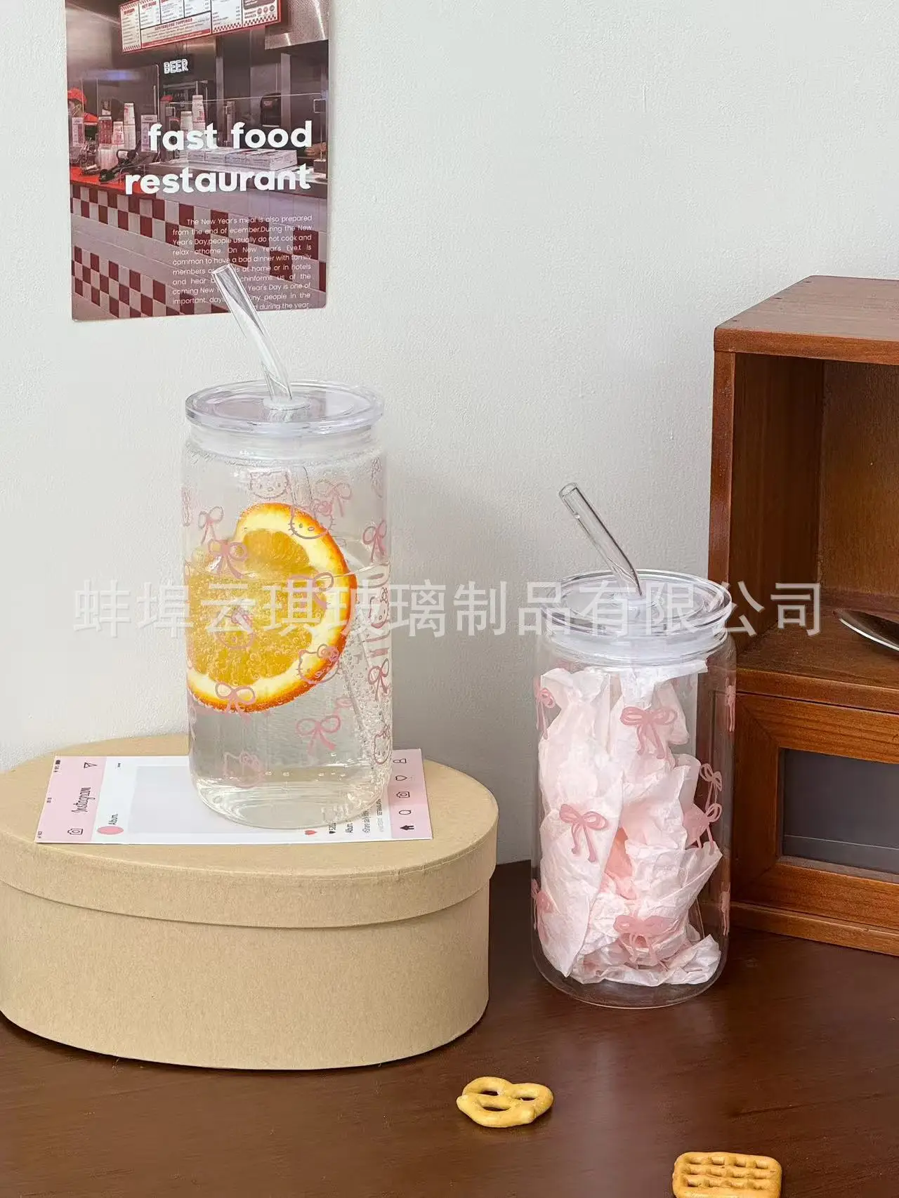Cross-Border Cute Glass Cup with Lid & Decal — feature 26