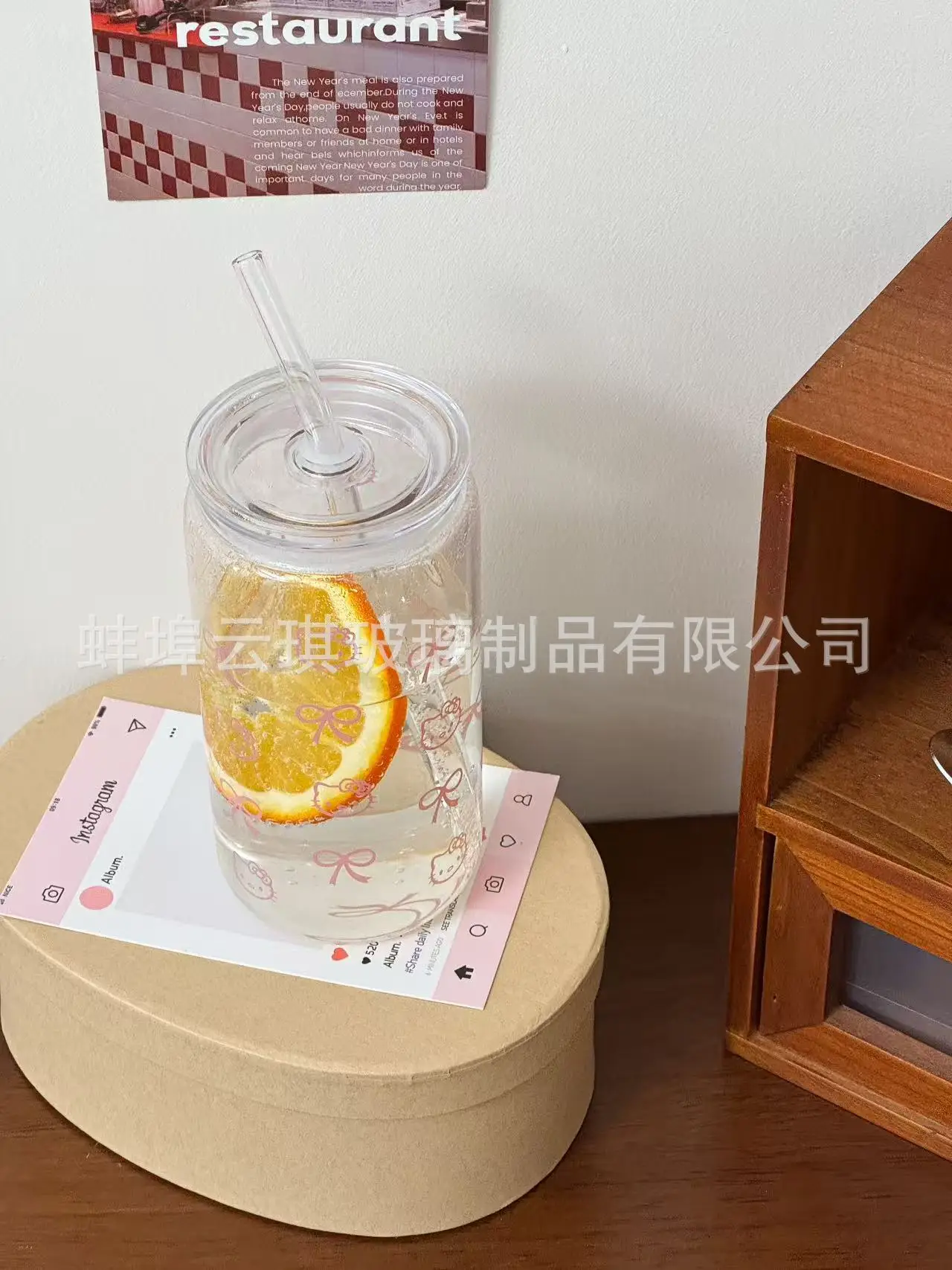 Cross-Border Cute Glass Cup with Lid & Decal — feature 27