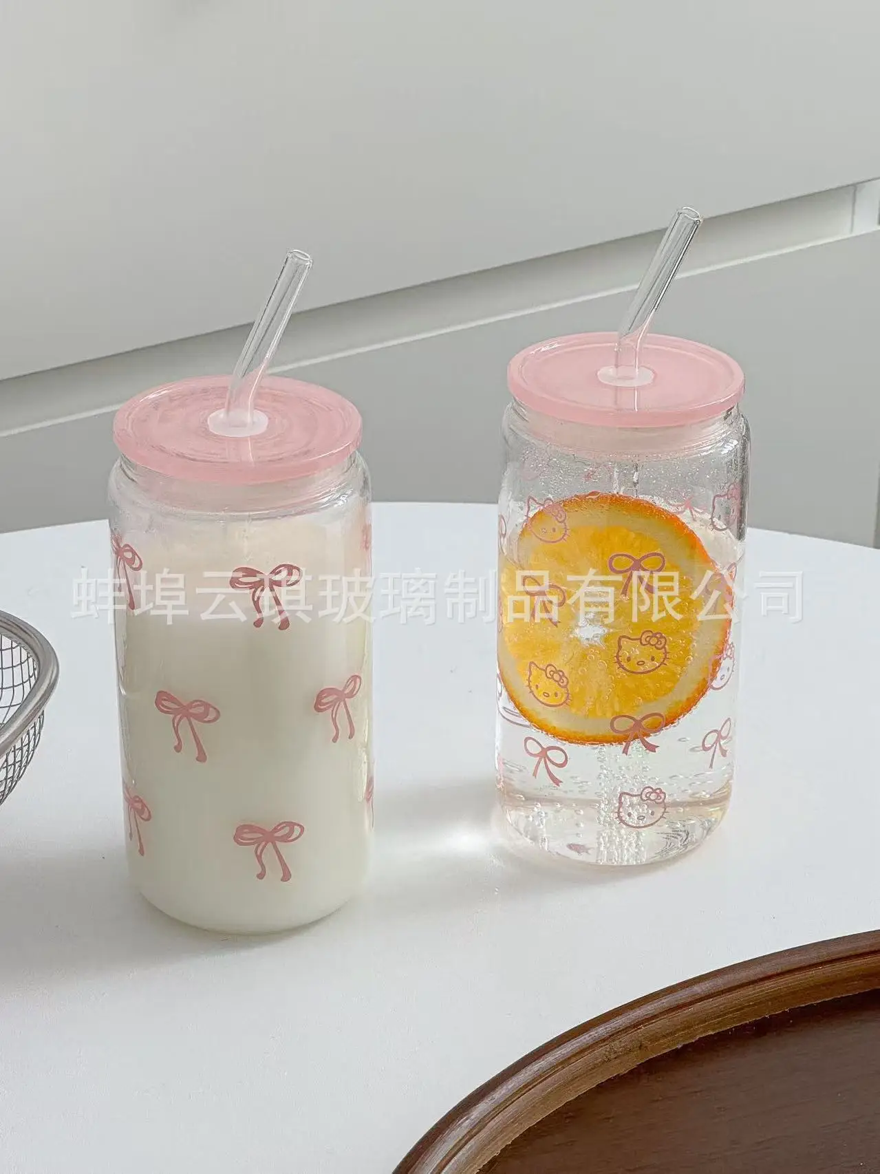 Cross-Border Cute Glass Cup with Lid & Decal — feature 3