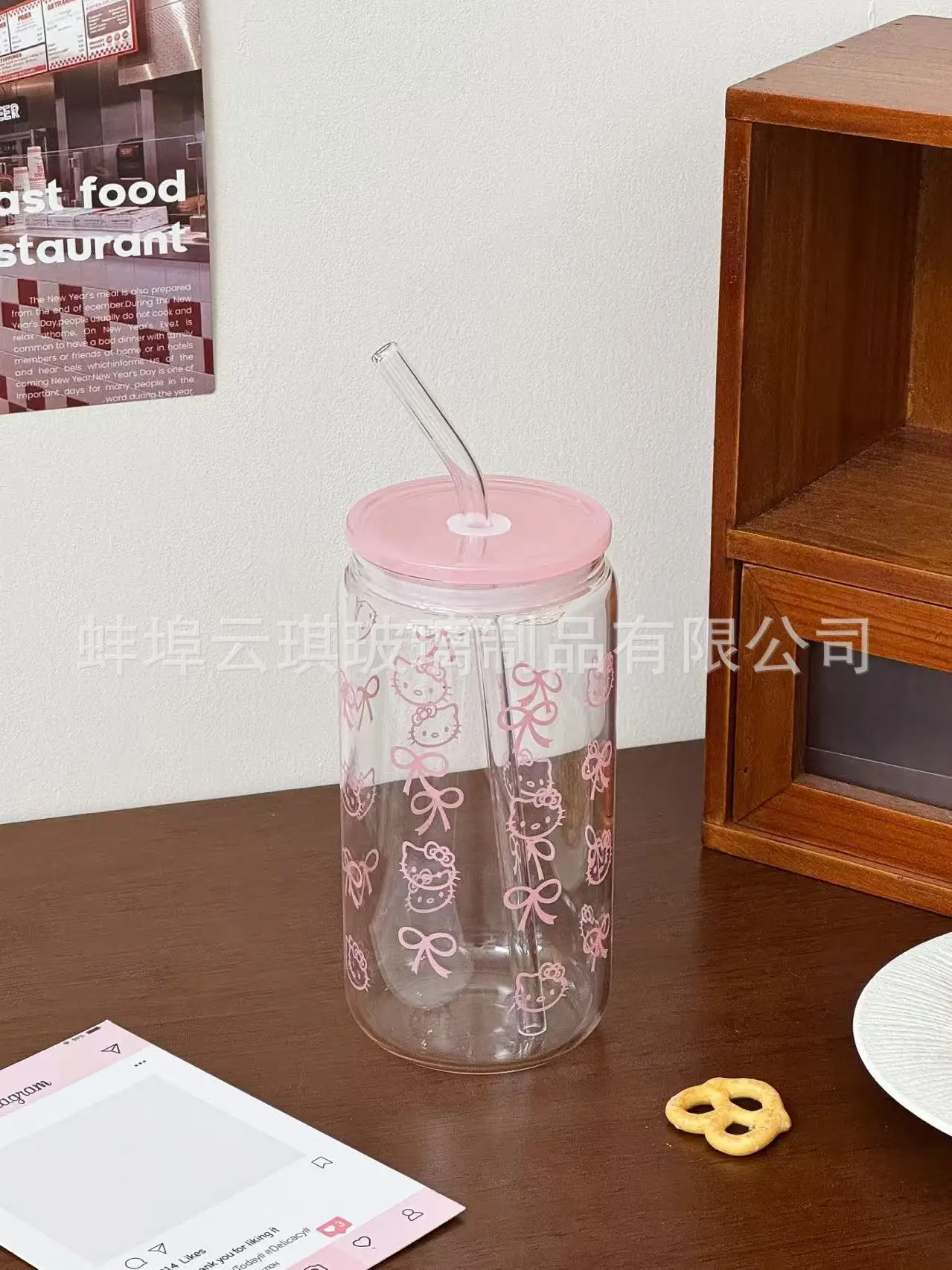 Cross-Border Cute Glass Cup with Lid & Decal — feature 5