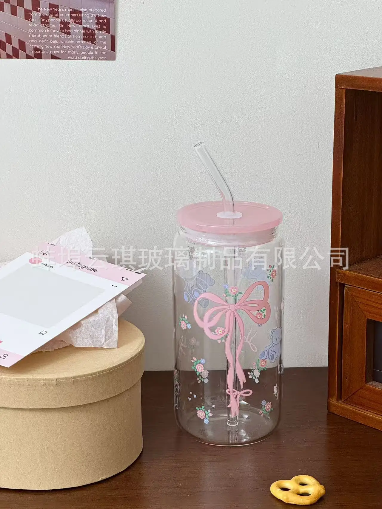 Cross-Border Cute Glass Cup with Lid & Decal — feature 6