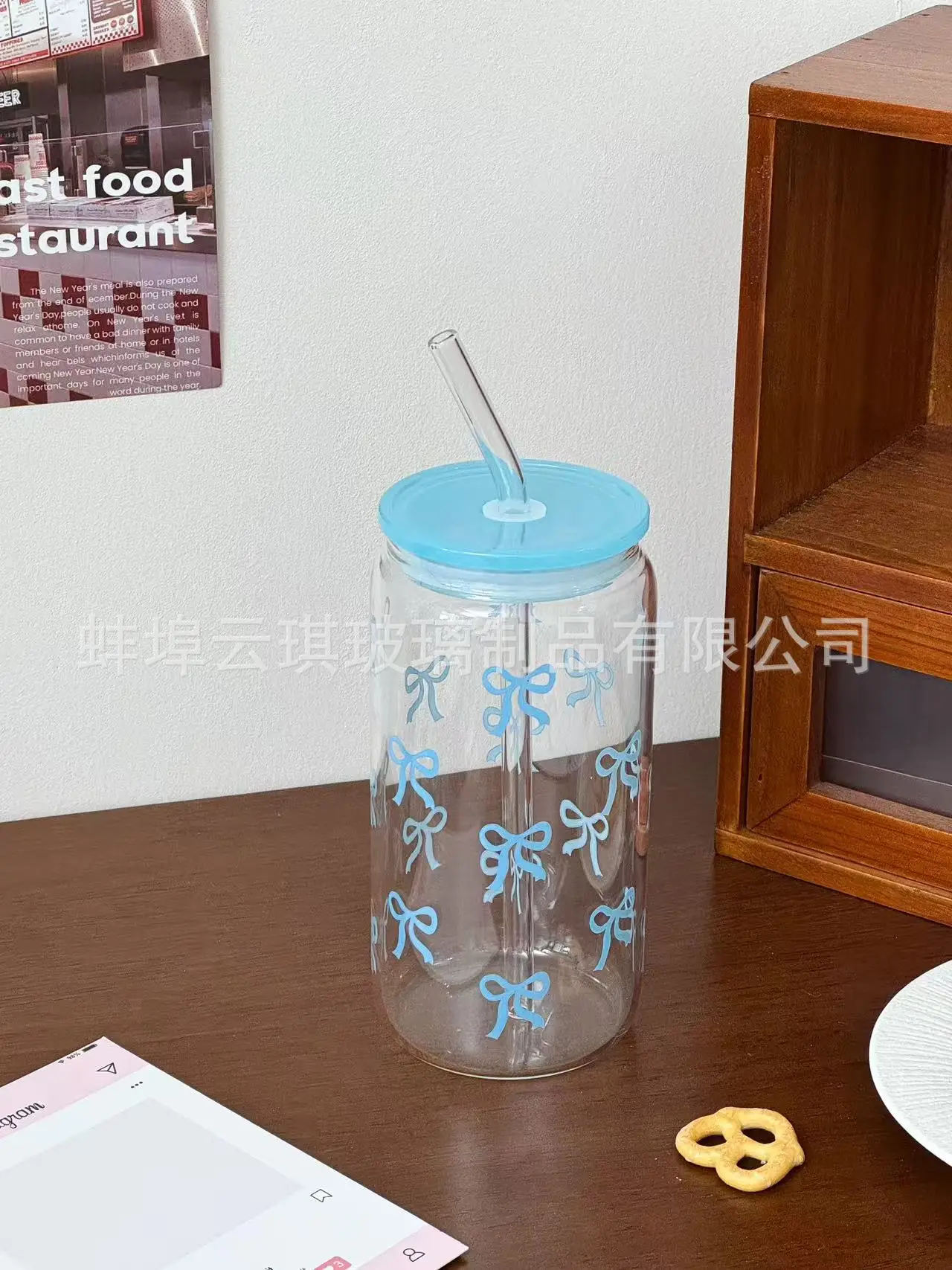 Cross-Border Cute Glass Cup with Lid & Decal — feature 7