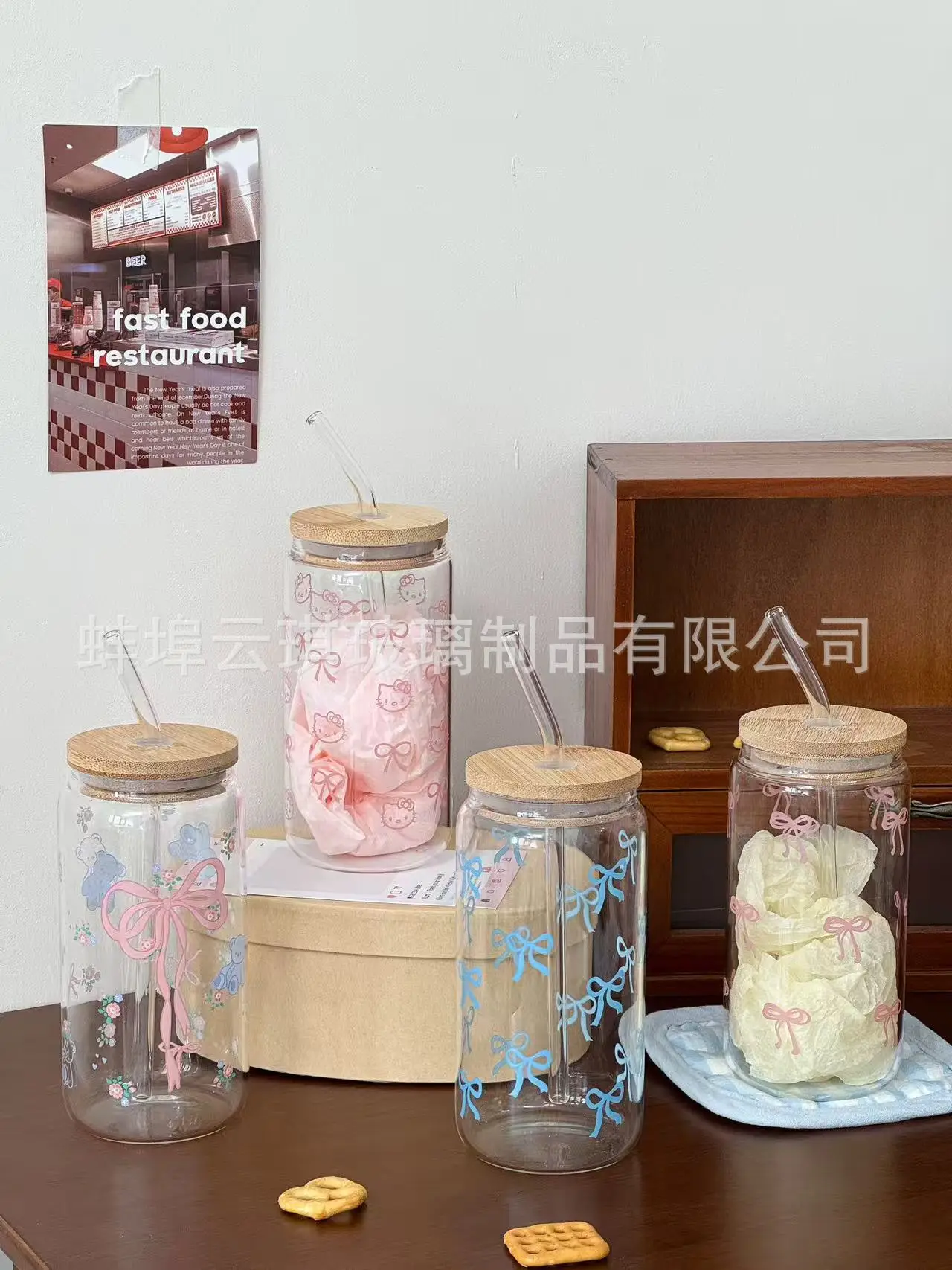 Cross-Border Cute Glass Cup with Lid & Decal — feature 9