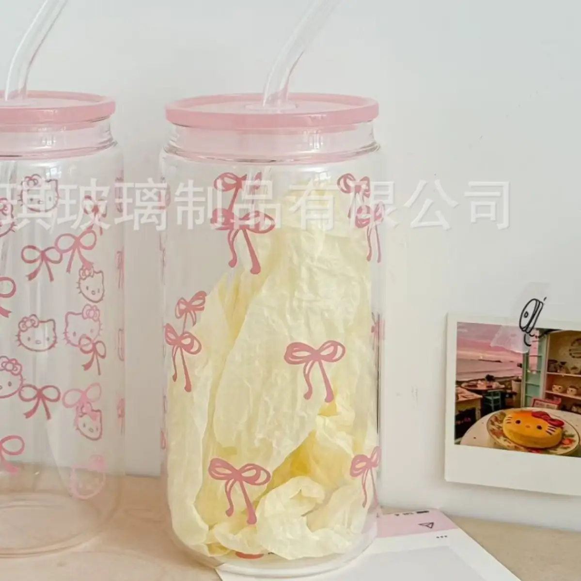 Cross-Border Cute Glass Cup with Lid & Decal - Image 11