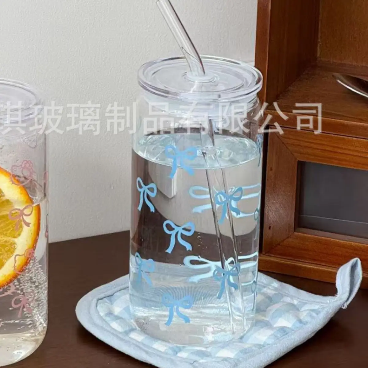 Cross-Border Cute Glass Cup with Lid & Decal - Image 13