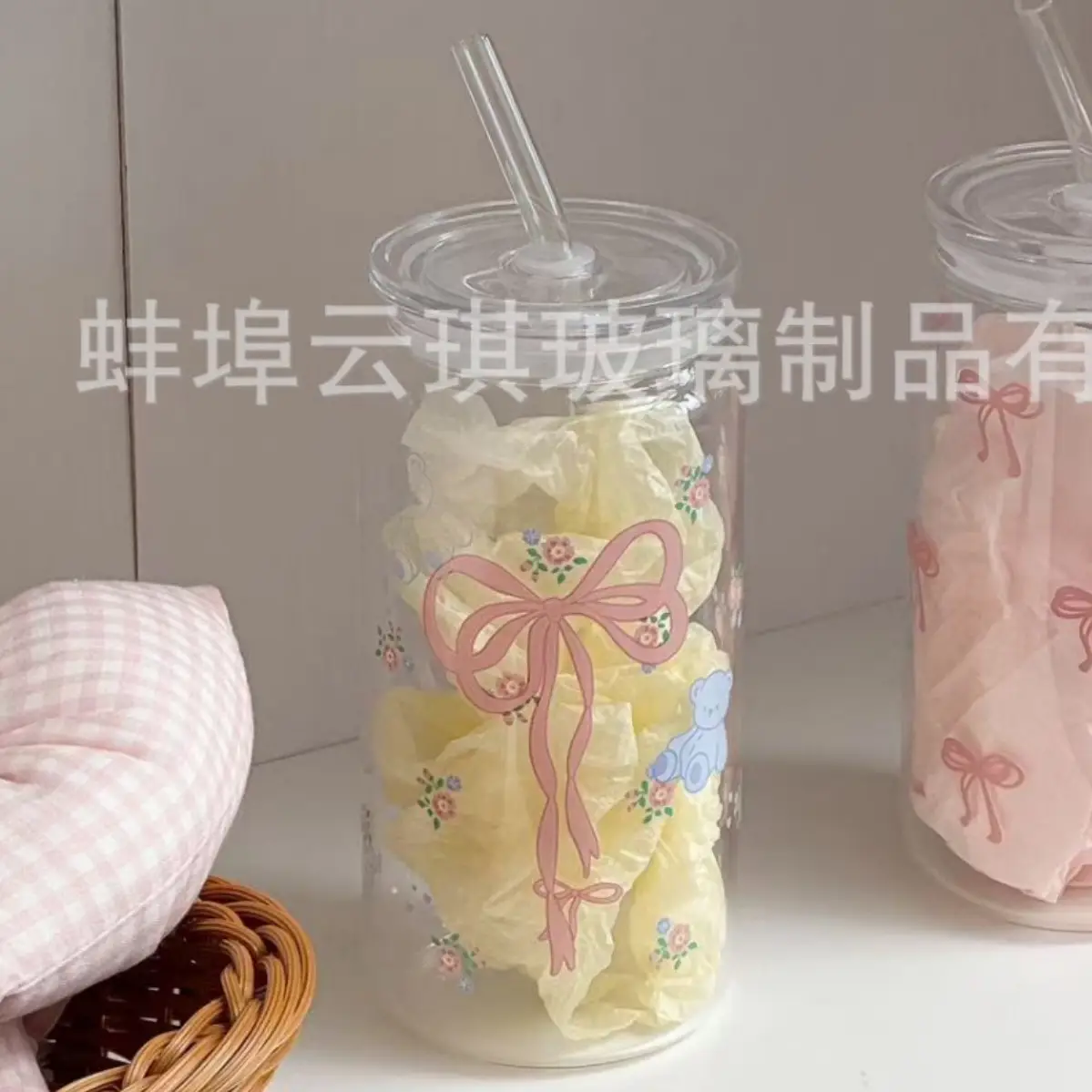 Cross-Border Cute Glass Cup with Lid & Decal - Image 14