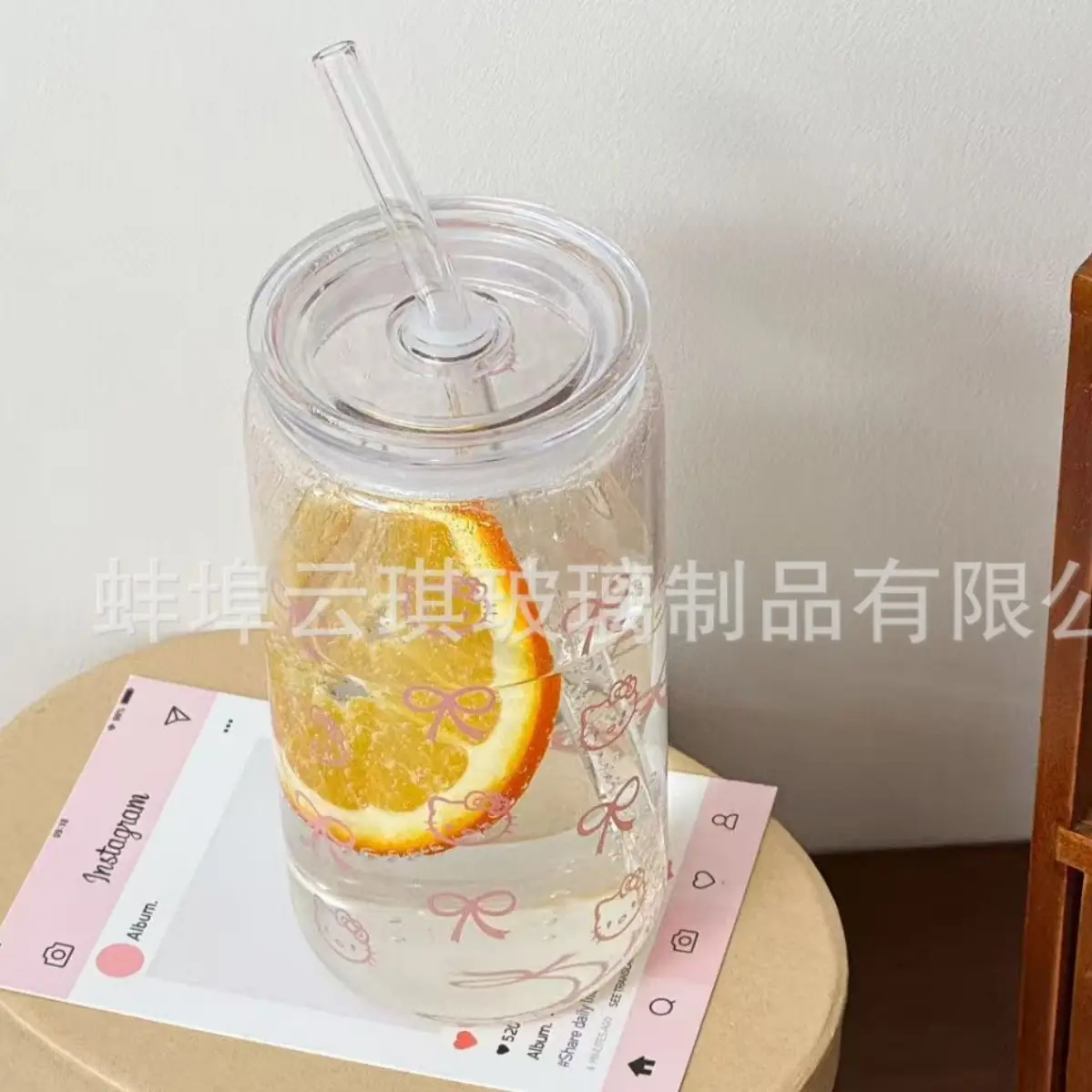 Cross-Border Cute Glass Cup with Lid & Decal - Image 15