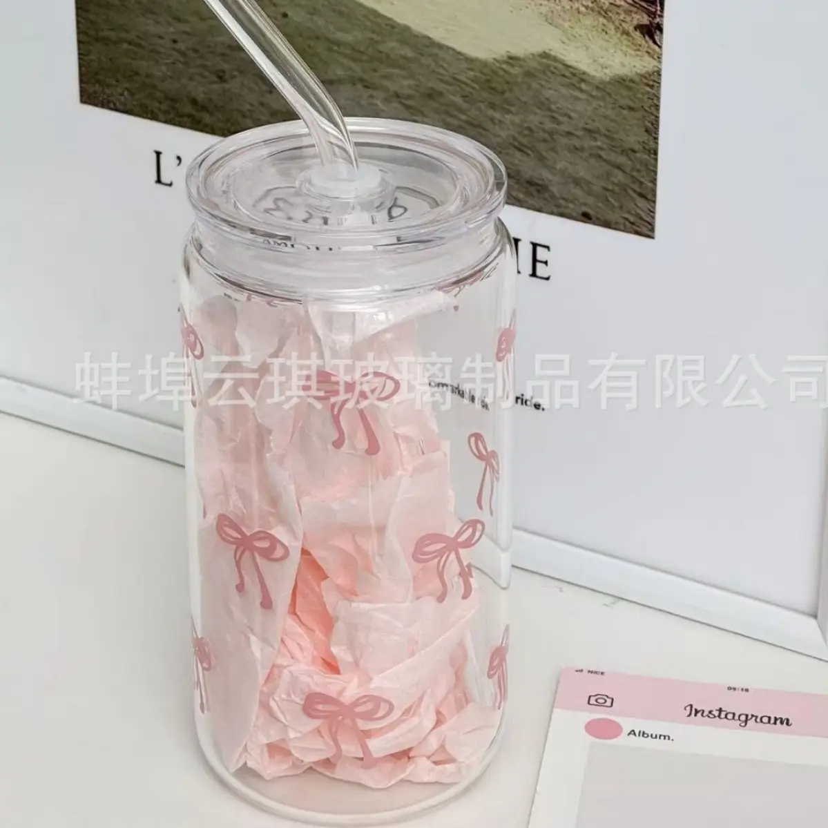 Cross-Border Cute Glass Cup with Lid & Decal - Image 16