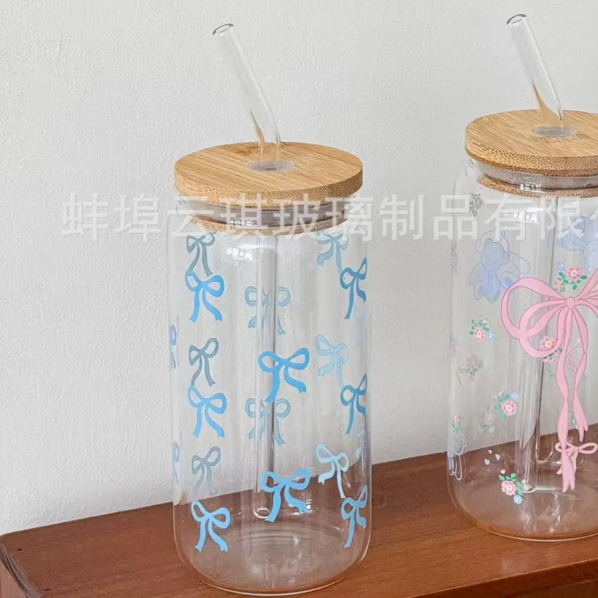 Cross-Border Cute Glass Cup with Lid & Decal - Image 2