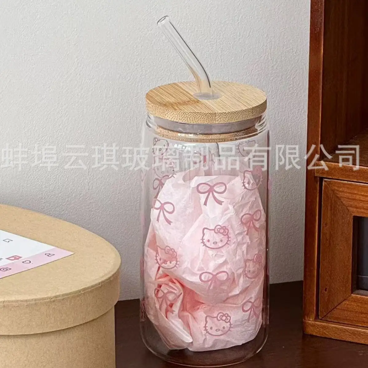 Cross-Border Cute Glass Cup with Lid & Decal - Image 4