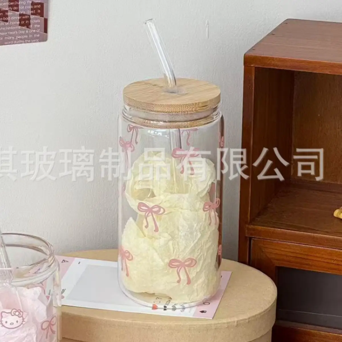 Cross-Border Cute Glass Cup with Lid & Decal - Image 5