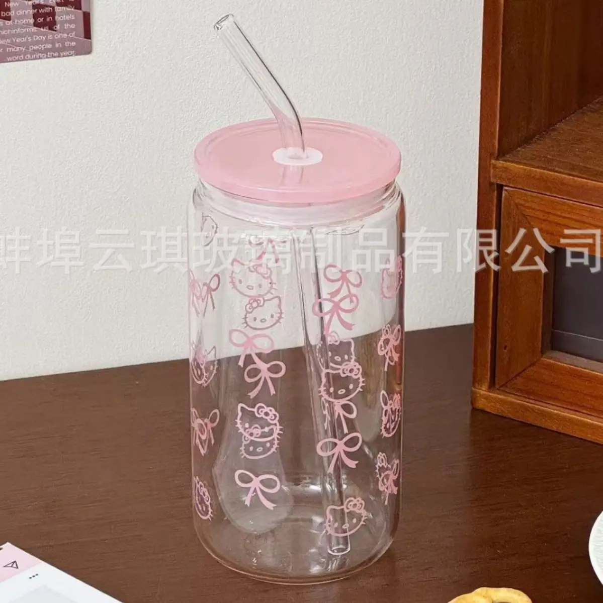 Cross-Border Cute Glass Cup with Lid & Decal - Image 6