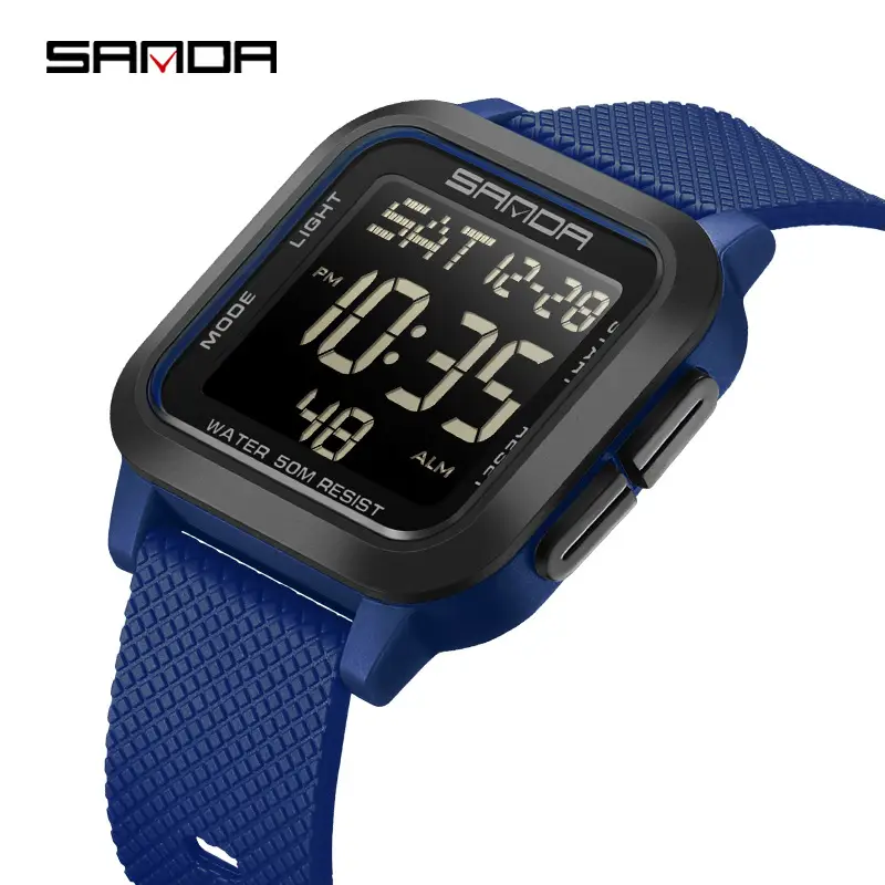 Sanda Blue Digital Watch 80M Water Resistant - Image 13