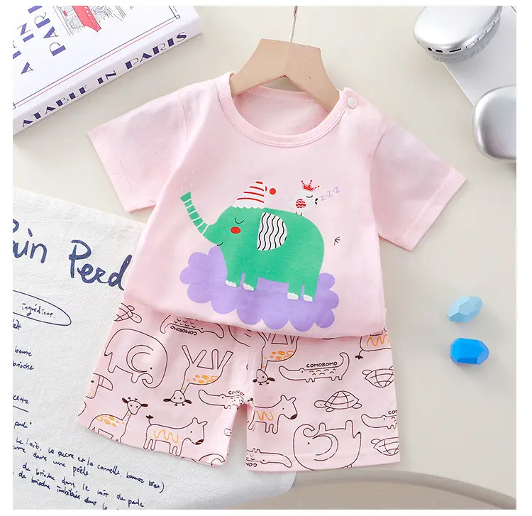 New Boys Cotton Bunny Print Suit Yellow Pink — feature 12